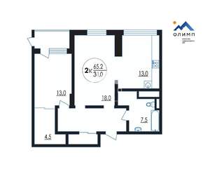 2-к квартира, вторичка, 65м2, 7/11 этаж