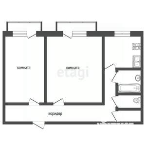 2-к квартира, вторичка, 44м2, 1/5 этаж