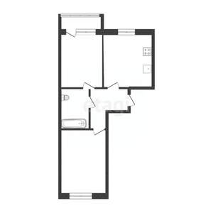 2-к квартира, вторичка, 55м2, 1/4 этаж