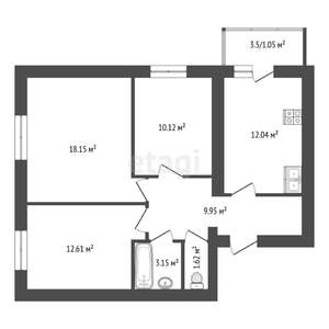 3-к квартира, вторичка, 69м2, 2/9 этаж