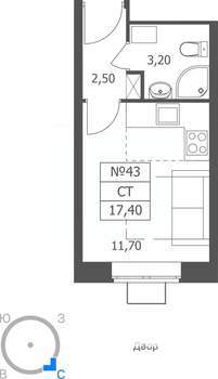 Студия квартира, вторичка, 17м2, 5/11 этаж