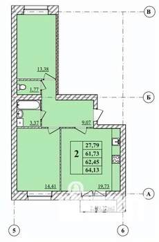 2-к квартира, строящийся дом, 64м2, 1/3 этаж