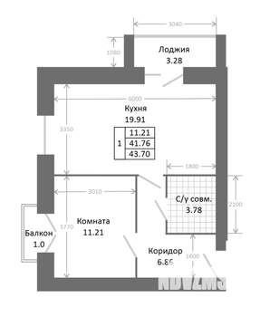 1-к квартира, строящийся дом, 46м2, 3/9 этаж