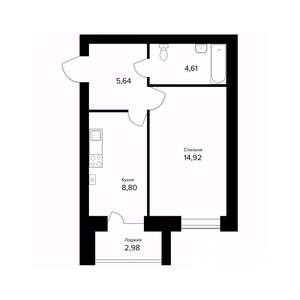 1-к квартира, вторичка, 35м2, 1/5 этаж