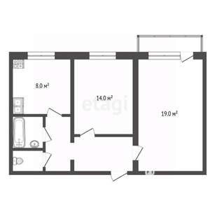 2-к квартира, вторичка, 49м2, 9/10 этаж