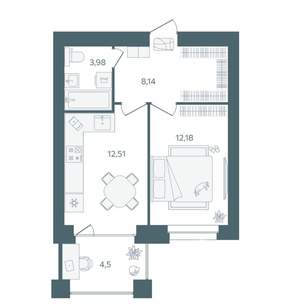 1-к квартира, вторичка, 39м2, 3/16 этаж