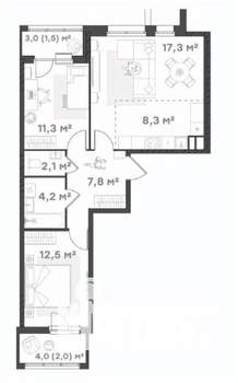 2-к квартира, вторичка, 67м2, 4/18 этаж