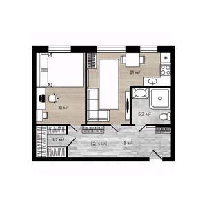 2-к квартира, вторичка, 44м2, 1/5 этаж