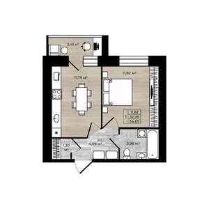 1-к квартира, строящийся дом, 36м2, 2/9 этаж