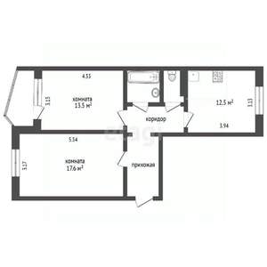 2-к квартира, вторичка, 58м2, 4/10 этаж