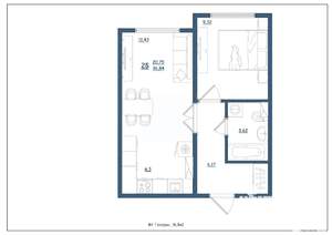 2-к квартира, строящийся дом, 37м2, 14/17 этаж