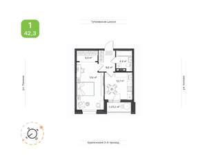1-к квартира, строящийся дом, 42м2, 8/18 этаж