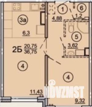 2-к квартира, вторичка, 37м2, 10/17 этаж
