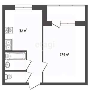 1-к квартира, вторичка, 34м2, 6/9 этаж