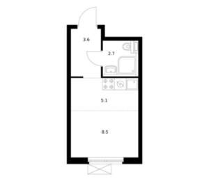 Студия квартира, вторичка, 20м2, 14/17 этаж