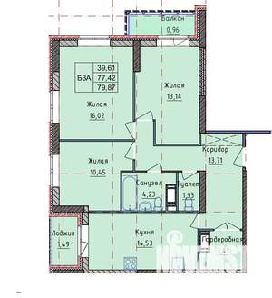 3-к квартира, вторичка, 80м2, 4/18 этаж