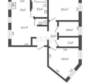 3-к квартира, вторичка, 113м2, 2/5 этаж