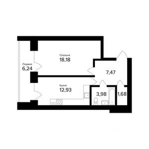 1-к квартира, вторичка, 47м2, 4/5 этаж