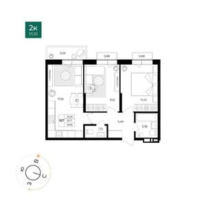 2-к квартира, вторичка, 52м2, 15/17 этаж