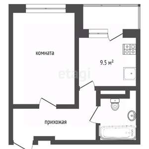 1-к квартира, вторичка, 40м2, 6/10 этаж