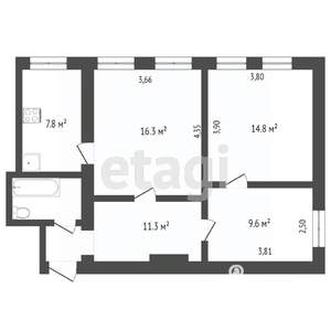 3-к квартира, вторичка, 61м2, 2/3 этаж