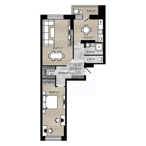 2-к квартира, вторичка, 71м2, 2/14 этаж