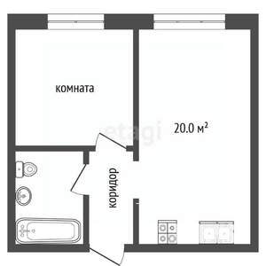 1-к квартира, вторичка, 52м2, 2/5 этаж