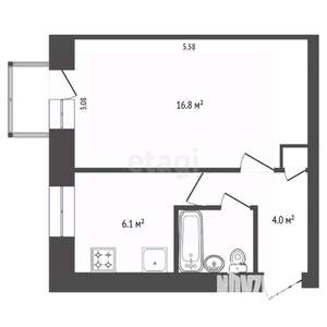 1-к квартира, вторичка, 30м2, 4/5 этаж