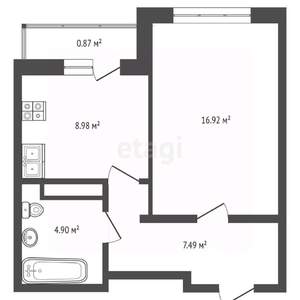 1-к квартира, вторичка, 38м2, 8/10 этаж