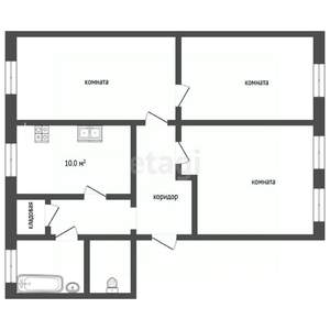 3-к квартира, вторичка, 69м2, 1/3 этаж