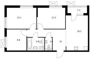 3-к квартира, вторичка, 67м2, 6/17 этаж