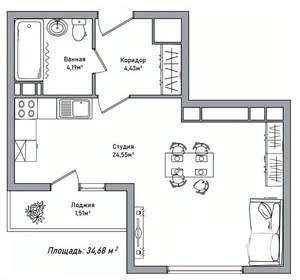 Студия квартира, вторичка, 35м2, 5/14 этаж