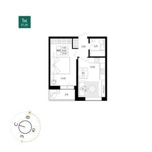 1-к квартира, вторичка, 36м2, 10/17 этаж