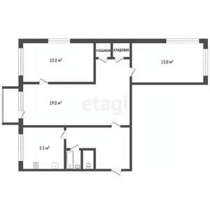 3-к квартира, вторичка, 55м2, 2/5 этаж