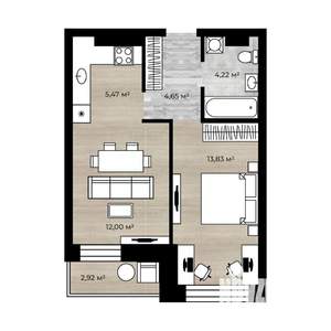 2-к квартира, вторичка, 42м2, 4/18 этаж