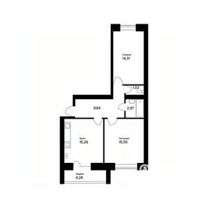 2-к квартира, вторичка, 61м2, 2/5 этаж