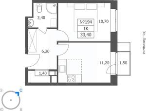 1-к квартира, вторичка, 33м2, 3/11 этаж