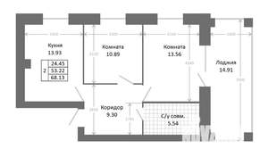 2-к квартира, вторичка, 68м2, 2/5 этаж