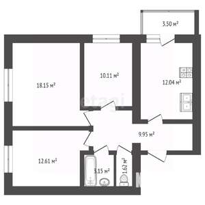 3-к квартира, вторичка, 69м2, 3/16 этаж