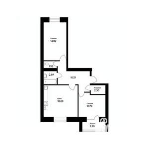 2-к квартира, вторичка, 63м2, 3/5 этаж