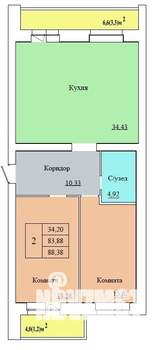 2-к квартира, строящийся дом, 88м2, 2/12 этаж