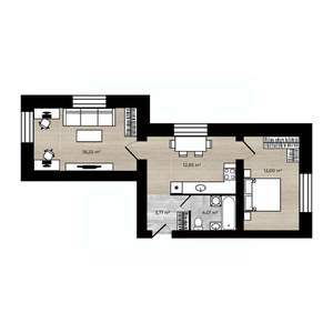 2-к квартира, строящийся дом, 50м2, 1/9 этаж