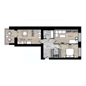 2-к квартира, строящийся дом, 65м2, 5/9 этаж