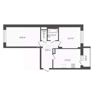 2-к квартира, вторичка, 55м2, 6/10 этаж
