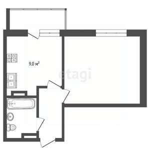 1-к квартира, вторичка, 34м2, 3/17 этаж