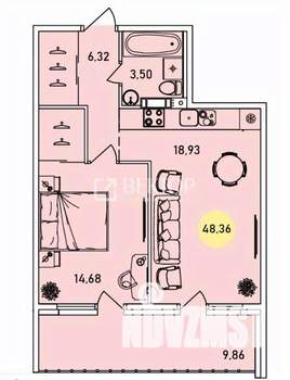 2-к квартира, вторичка, 48м2, 3/7 этаж