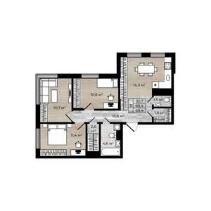 3-к квартира, вторичка, 68м2, 9/9 этаж