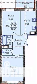 2-к квартира, вторичка, 53м2, 9/18 этаж