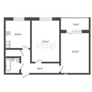 2-к квартира, вторичка, 59м2, 10/10 этаж