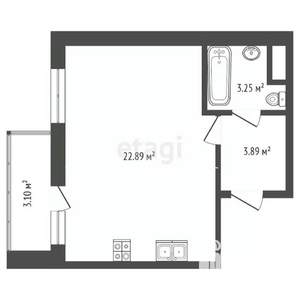1-к квартира, вторичка, 30м2, 7/16 этаж